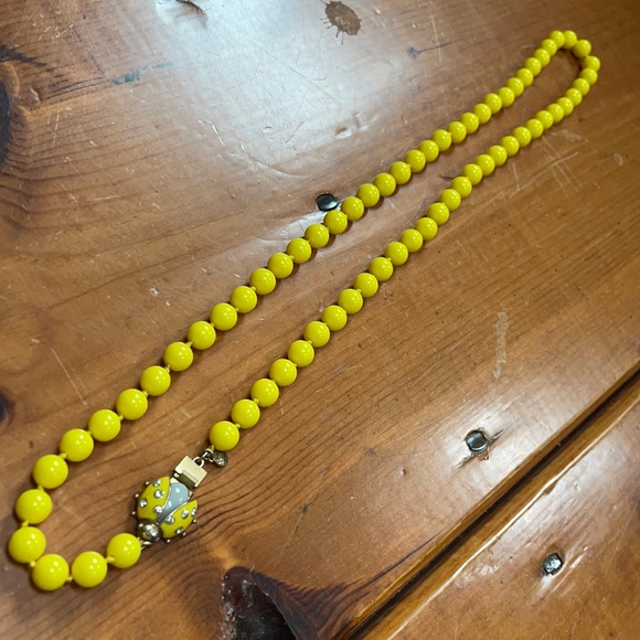 JCrew yellow beaded necklaces (2) with ladybug clasp - Picture 4 of 12